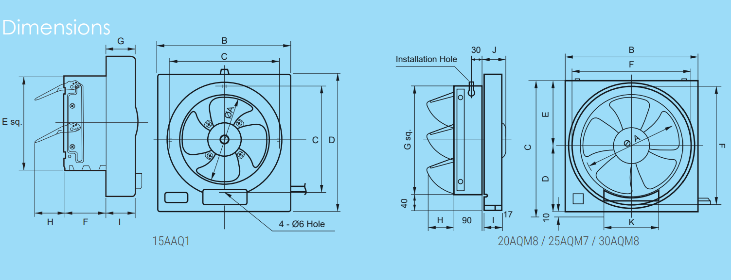 KDK WALL MOUNT FAN DIMENSION