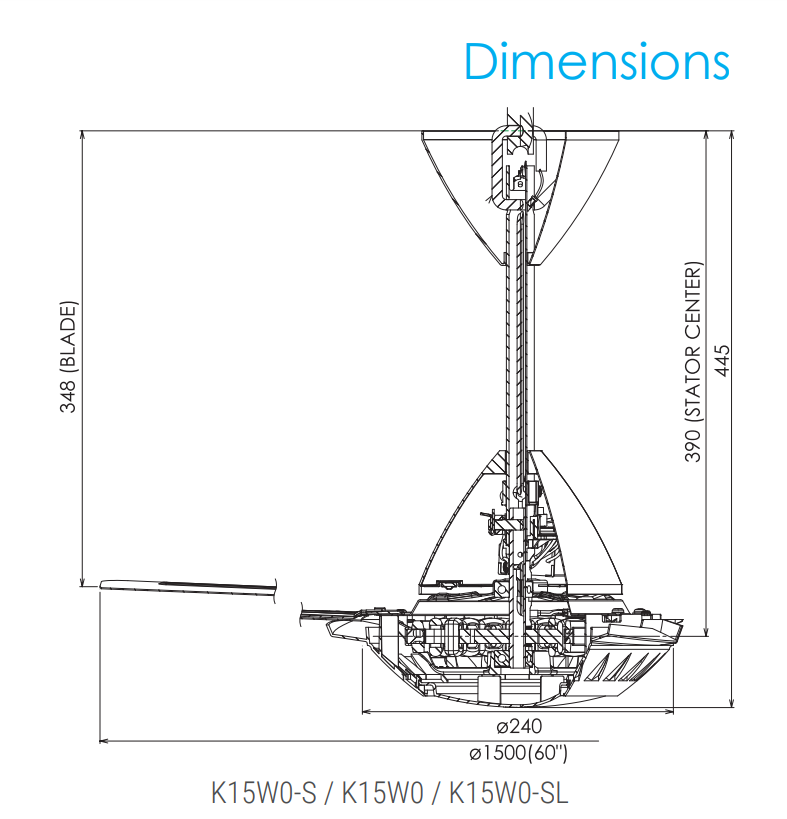 KDK K15W0 DIMENSIONS