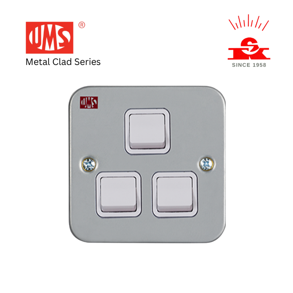 UMS - Metal Clad Series - 3 gang 1 way