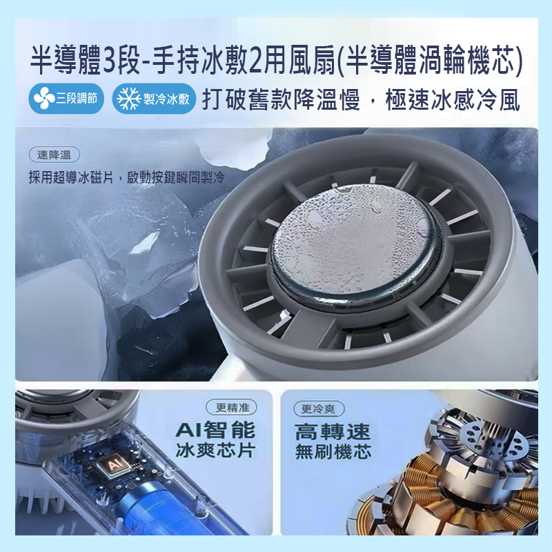 3段半導體手持冰敷2用電扇A3