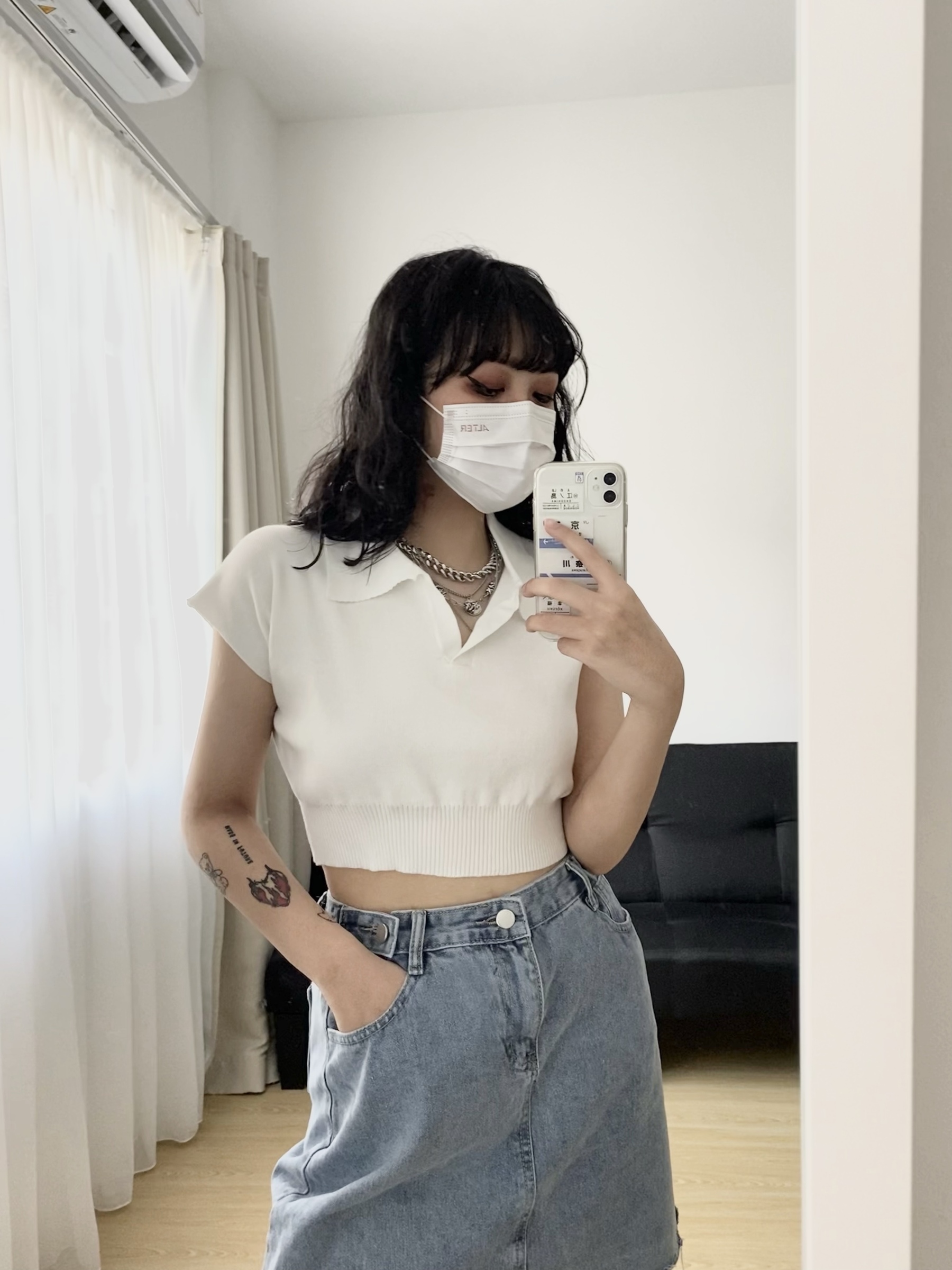 polo crop top white