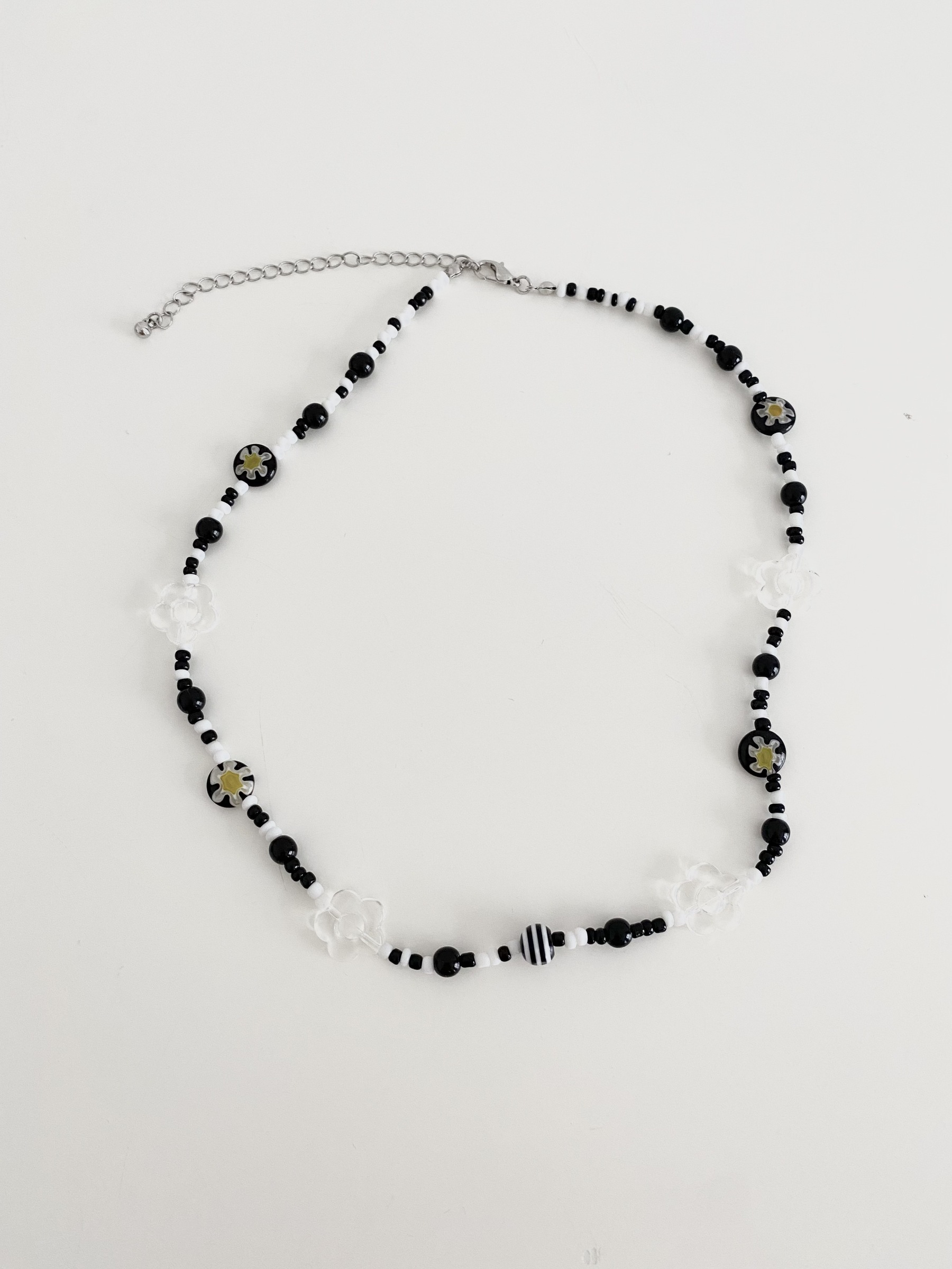 Black Beaded Flower Choker Necklace | Classy Women Collection