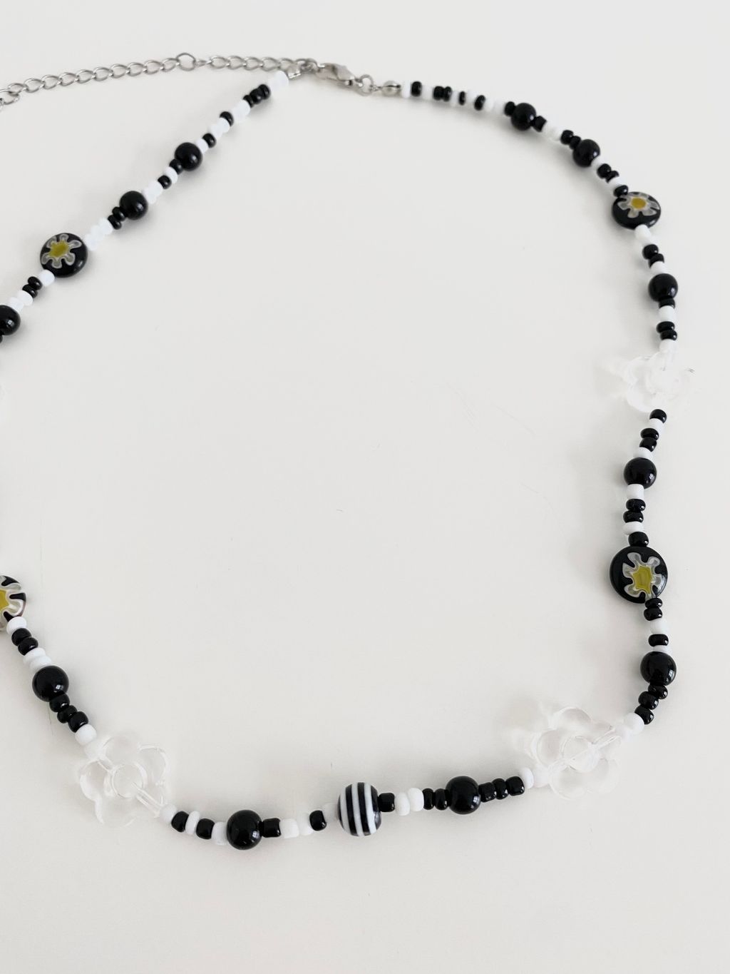 Black and deals white beaded necklace