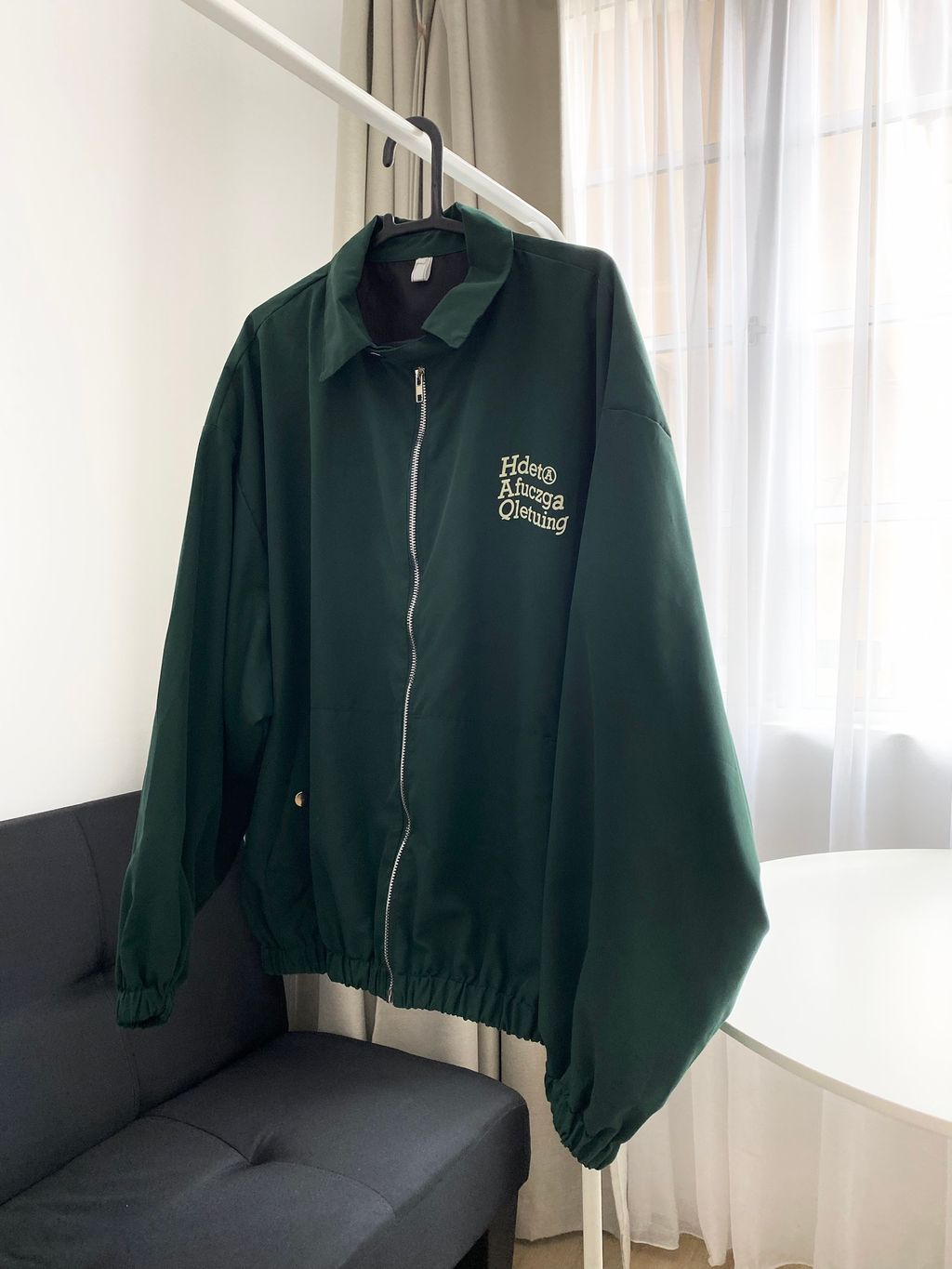 Japanese Unisex Windbreaker Jacket (Black,Green)