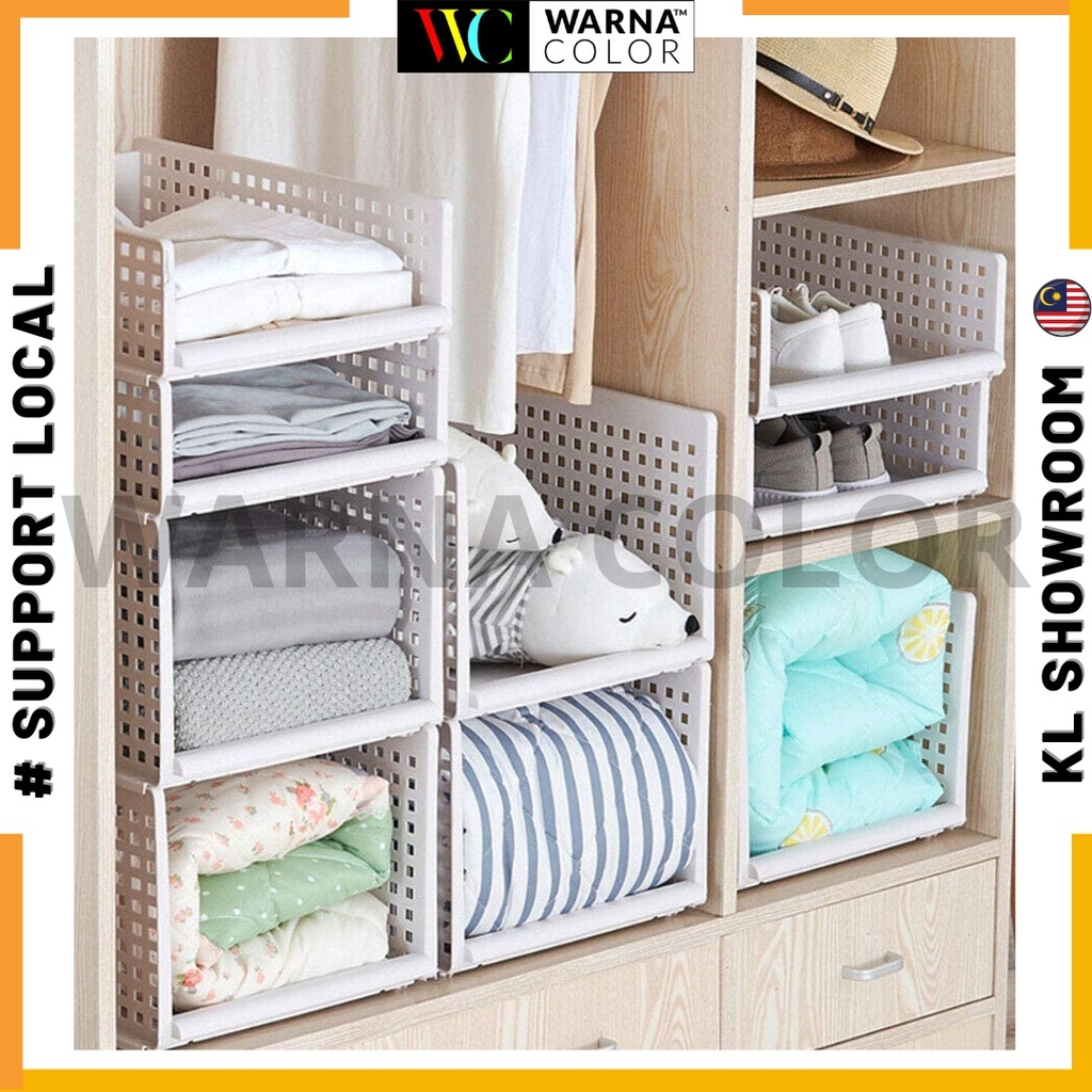 4 Tier Closet Organizers and Storage Stackable Plastic Storage Closet  Storage