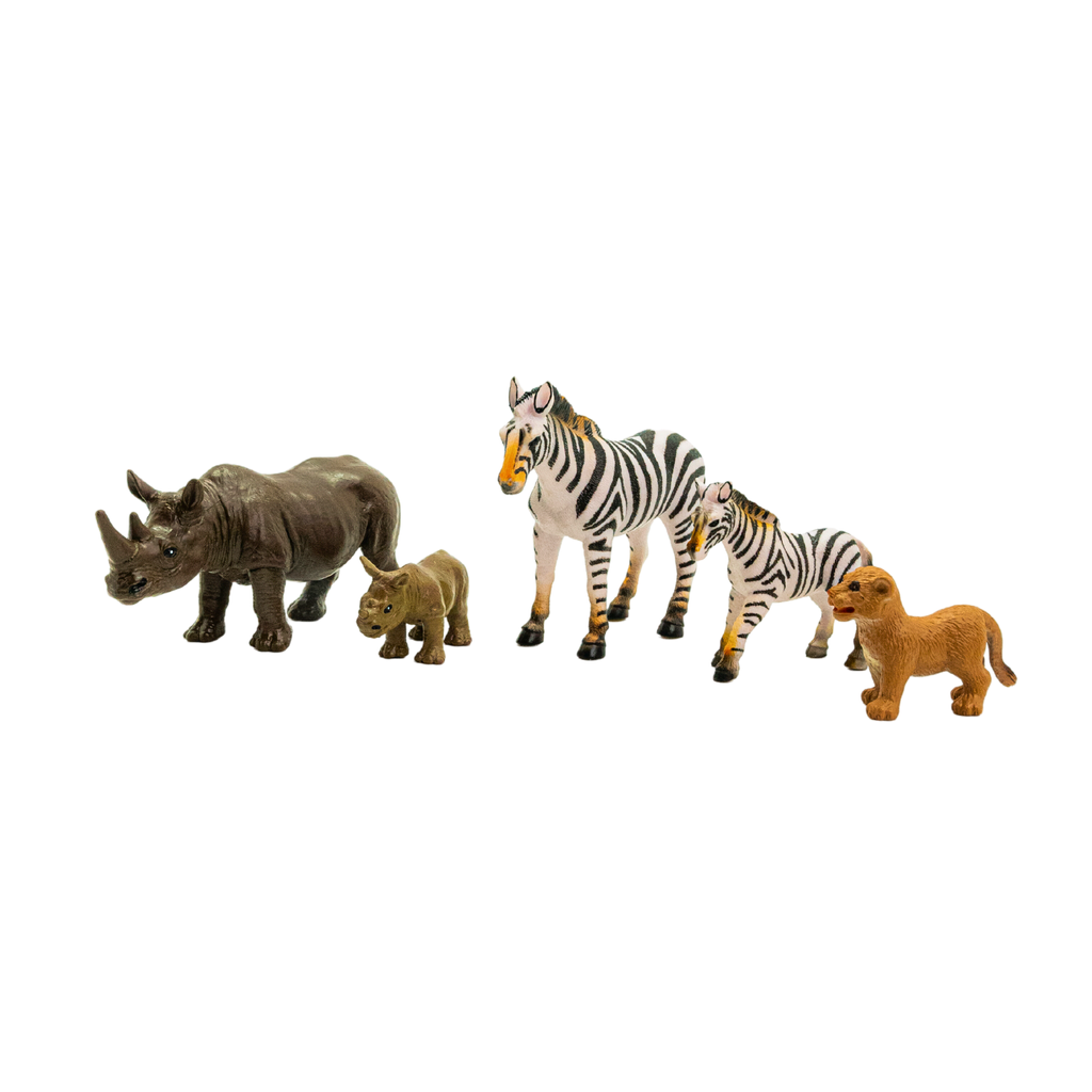 National Geographic 5pcs Wild Animal Rhino and Zebra Image 3