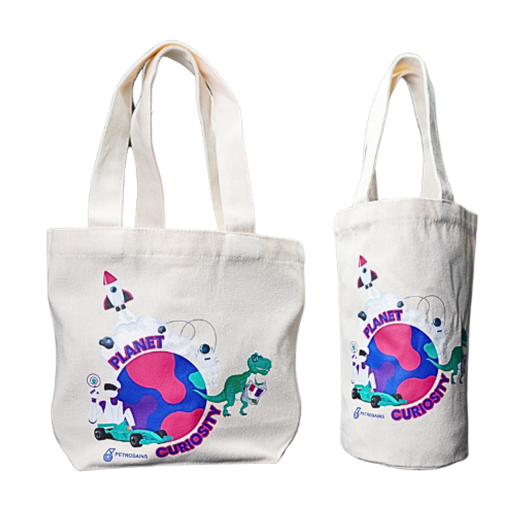 Planet Curiosity Linen Mini Bag and Canvas Bottle Bag