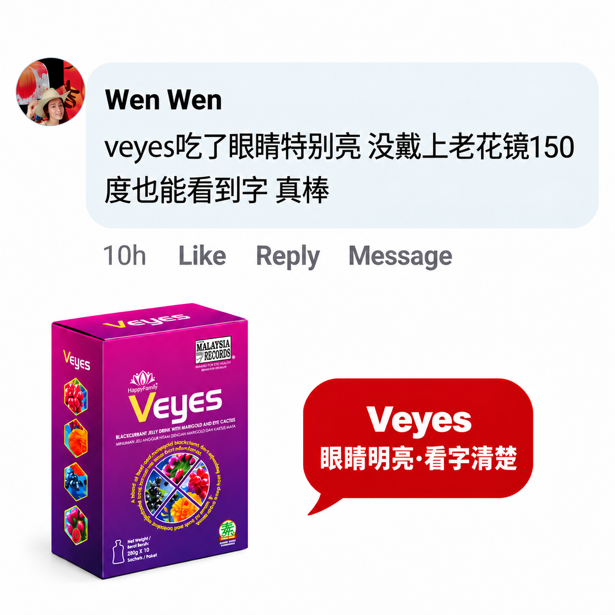 Veyes_自述眼睛明亮且不戴老花镜也能看字-WEN WEN
