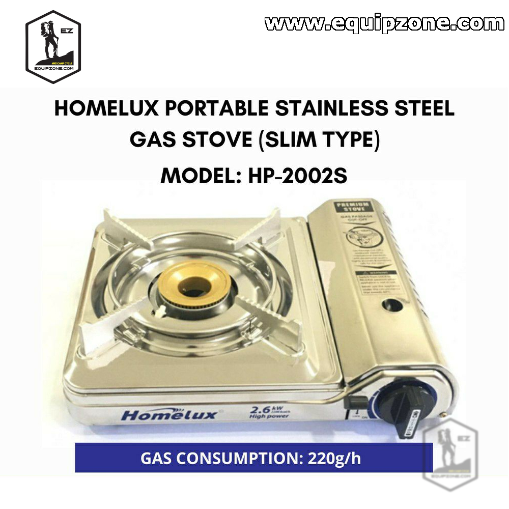 HOMELUX HP 2002S STAINLESS STEEL PORTABLE BUTANE GAS COOKER STOVE DAPUR GAS for Steamboat Camping Hiking Picnic