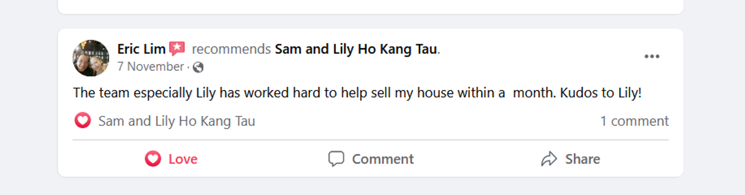 Lily Yap DH Properties - Testimonial from clients