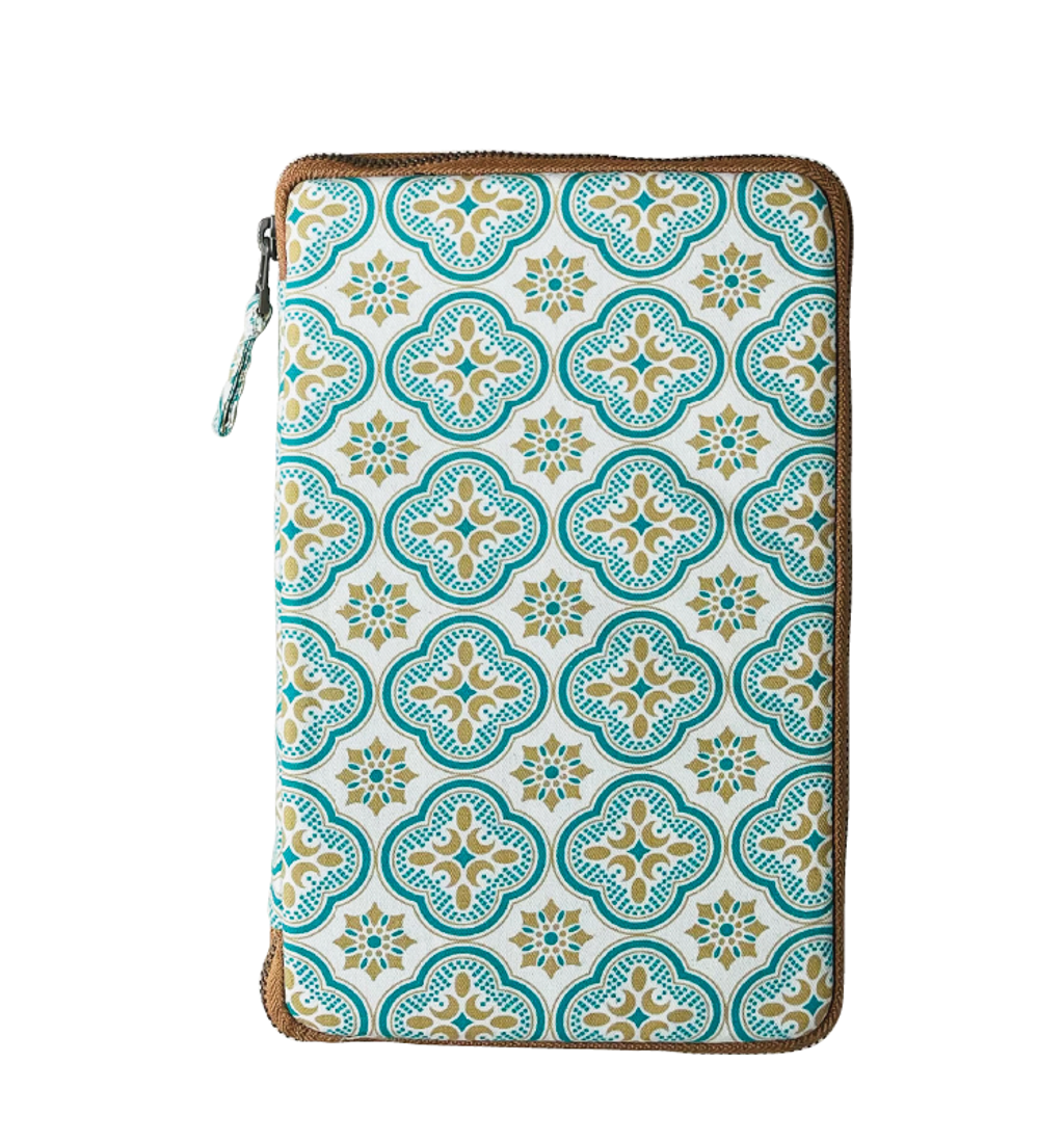 藍色海棠窗花- 駝色