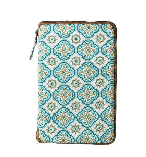 藍色海棠窗花- 駝色