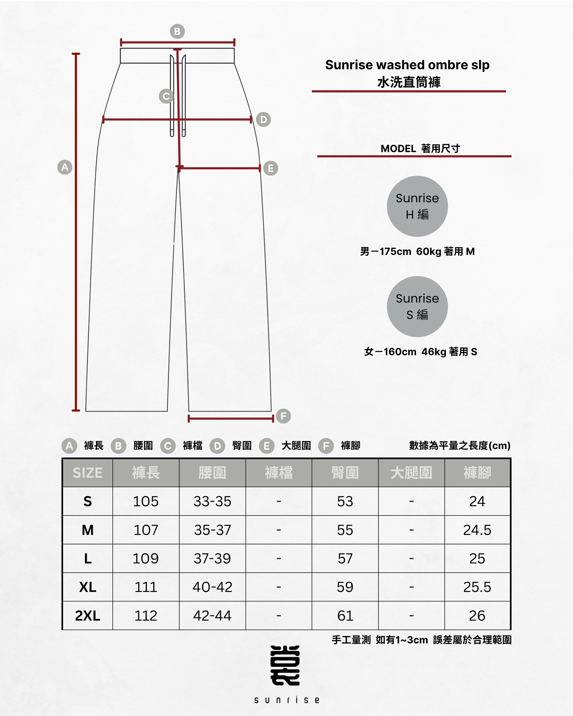 品牌服飾尺寸表 (1)