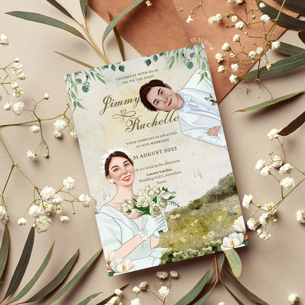 Olive Green and Beige Modern Wedding Invitation Mockup Instagram Post-2