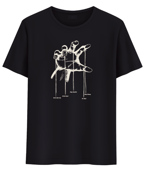 Black t-shirt hand string