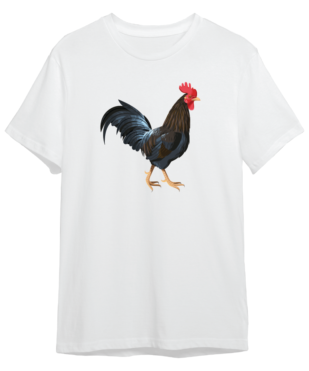 white t-shirt chicken Rooster
