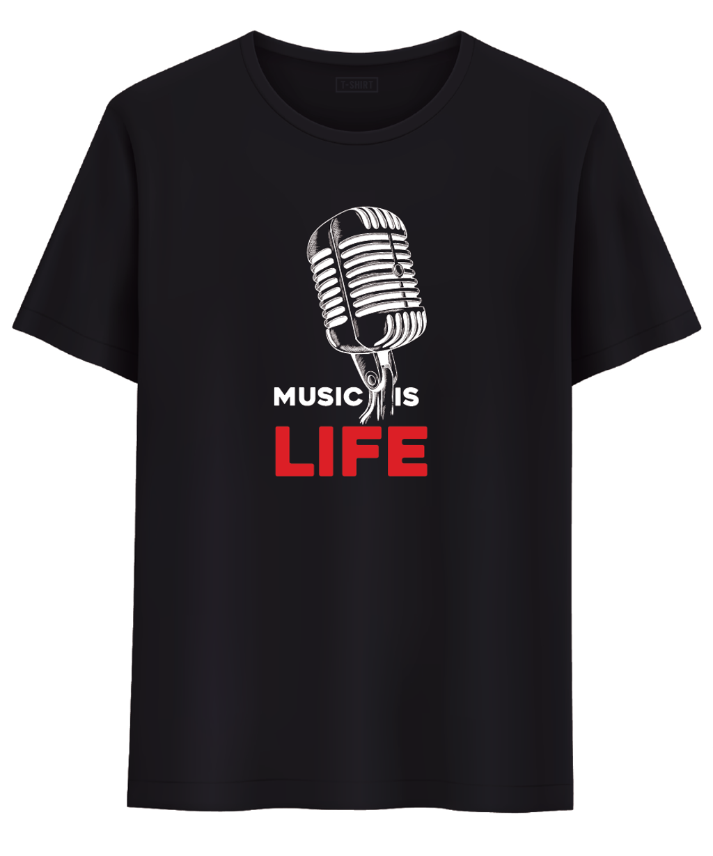 Black t-shirt music is life