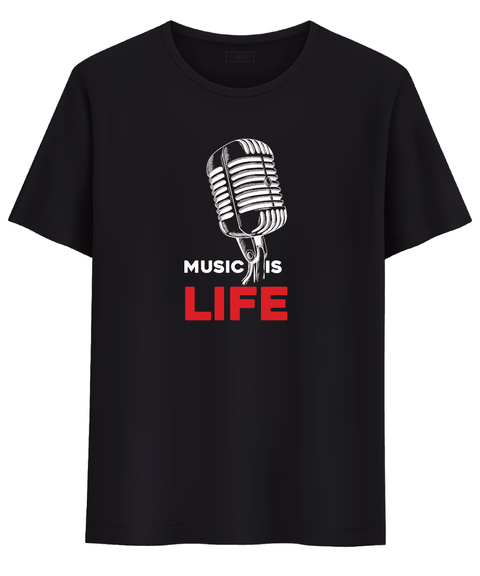 Black t-shirt music is life