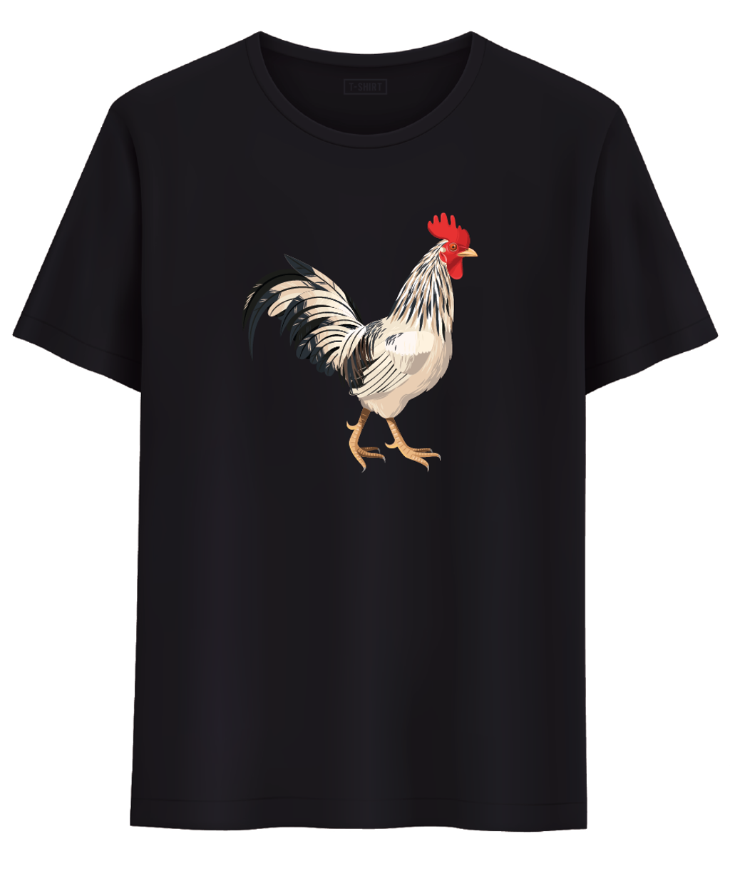 Black t-shirt chicken Rooster-png