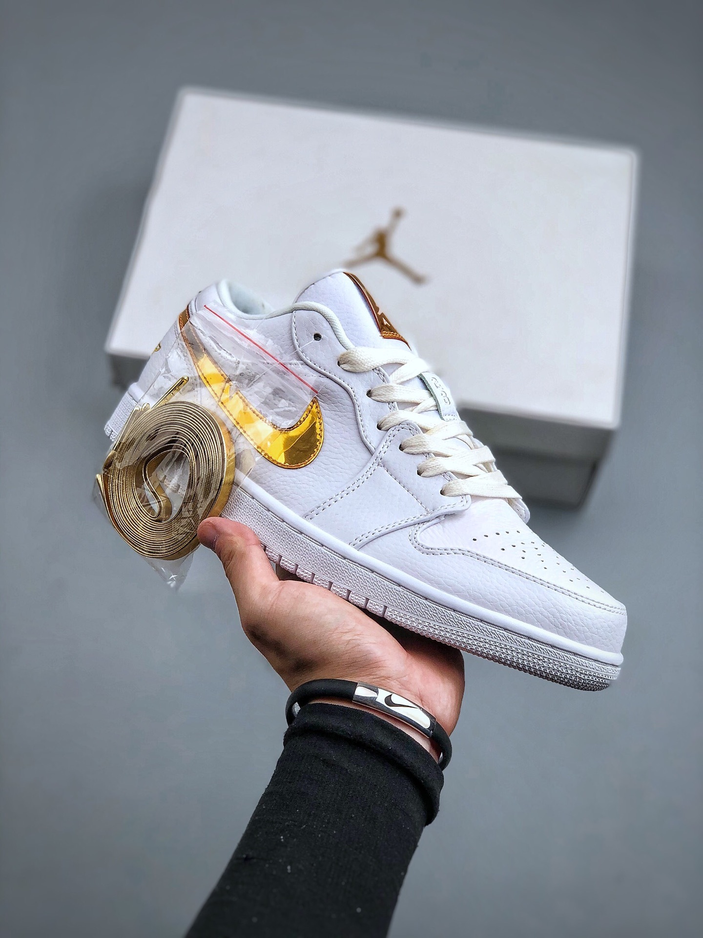 jordan 1 metallic gold on foot