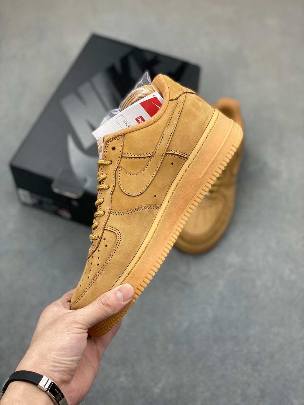 SUPREME X AIR FORCE 1 LOW SP 'BOX LOGO - WHEAT – Sneakerpulse SUPREME X AIR FORCE 1 LOW SP 'BOX LOGO - WHEAT – Sneakerpulse