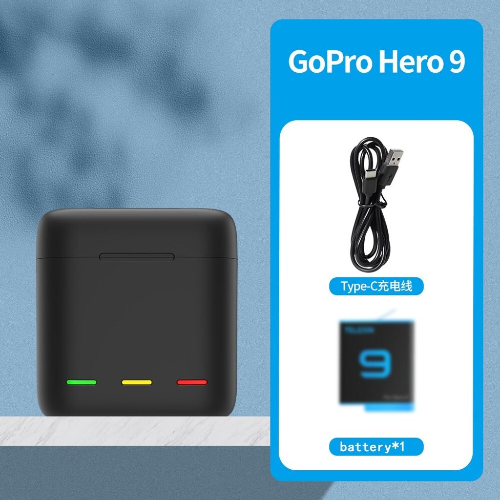 睿谷 gopro9 10 11 Gopro Hero 9  副廠 全解碼電池 充電組收納式三充充電器   可兼容原廠電池