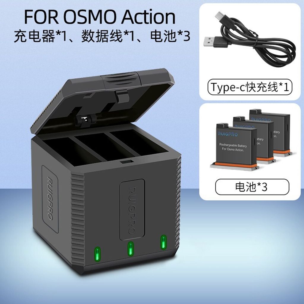 睿谷DJI OSMO ACTION 運動攝影機 電池充電組【台灣現貨】