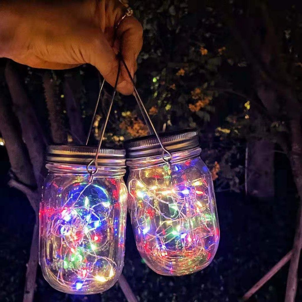 太陽能裂紋罐燈 戶外裝飾瓶子燈 燈串 led 防水彩燈 陽臺庭園裝飾 戶外 太陽能燈 LED裂紋燈 梅森 玻璃瓶燈