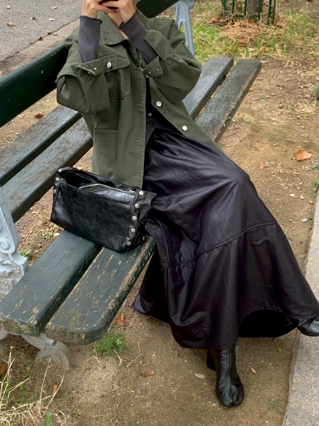 皮革長裙25
