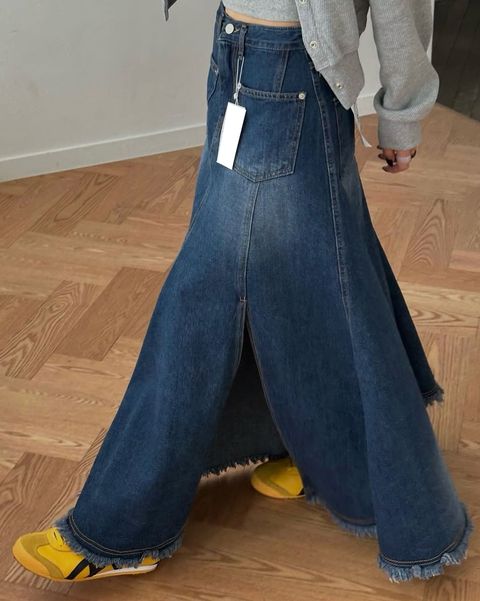 丹寧開叉長裙8
