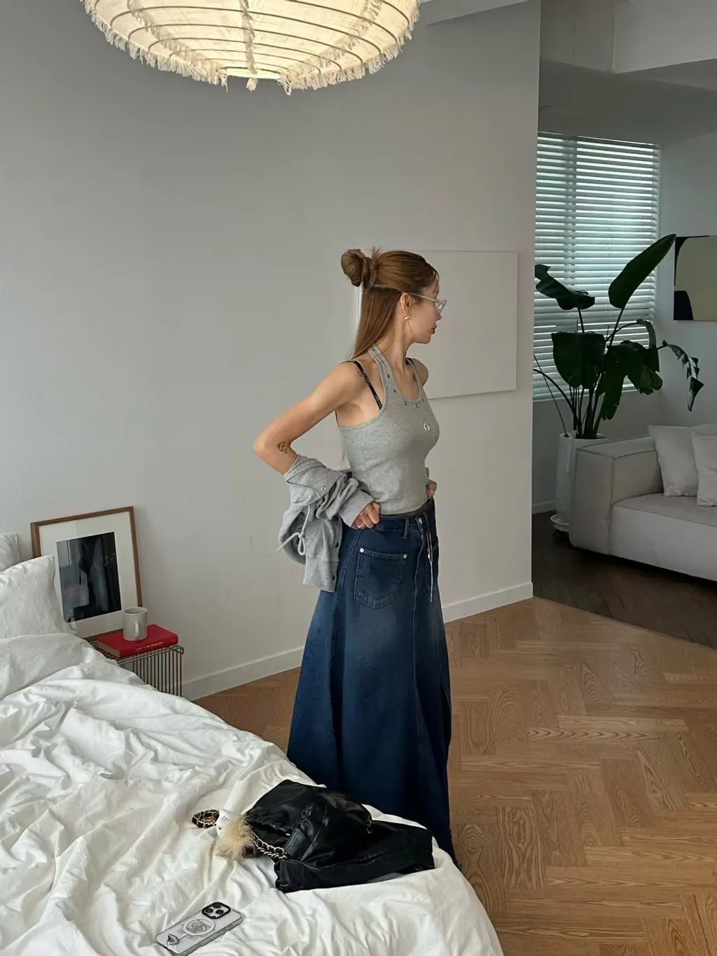 丹寧開叉長裙13