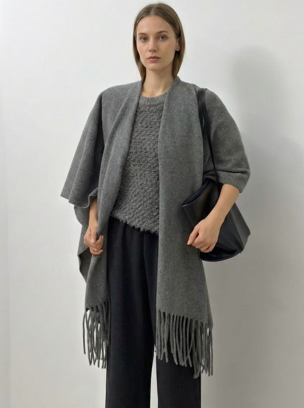 羊毛流蘇披肩8