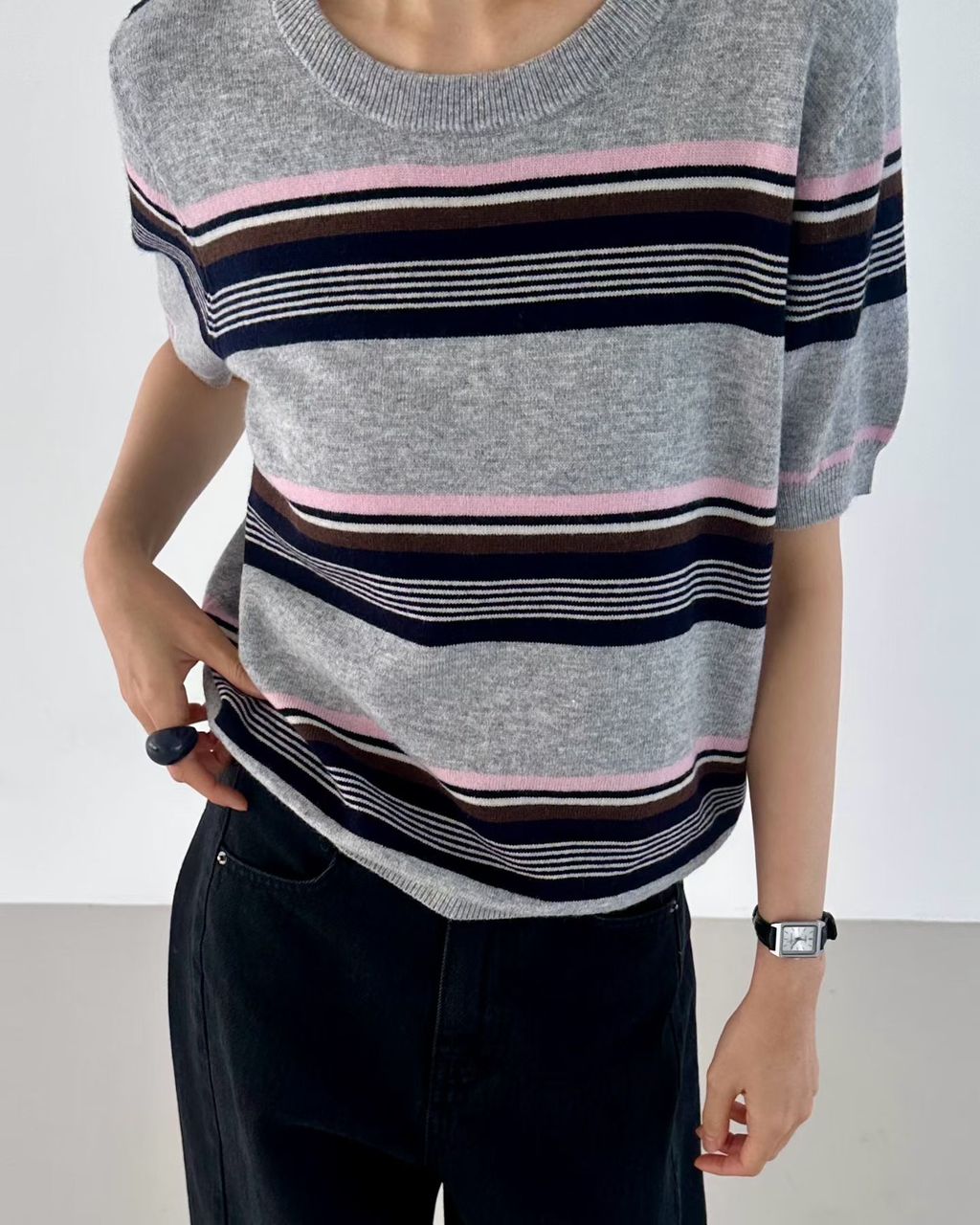 條紋短針織13