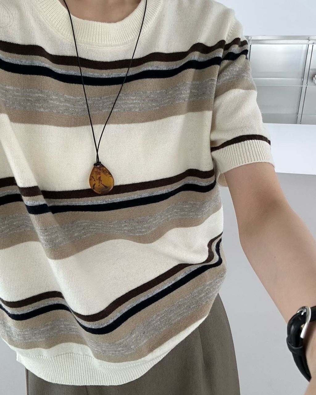 條紋短針織21