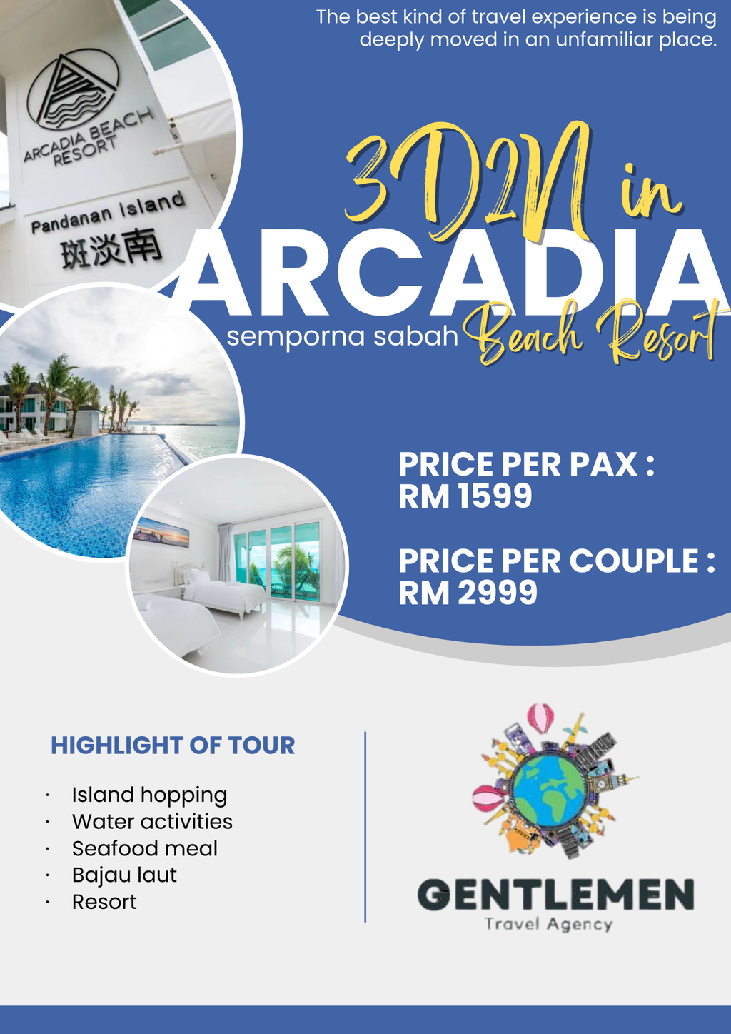 Blue Yellow Modern Travel Agent Flyer