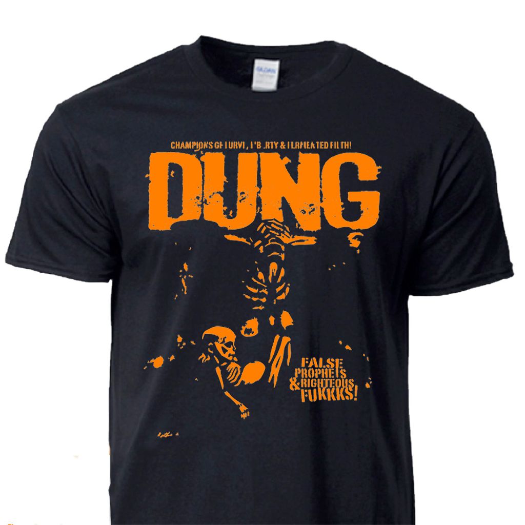 DUNG-False-Prophets-EP-Orange-on-Black-Shirt