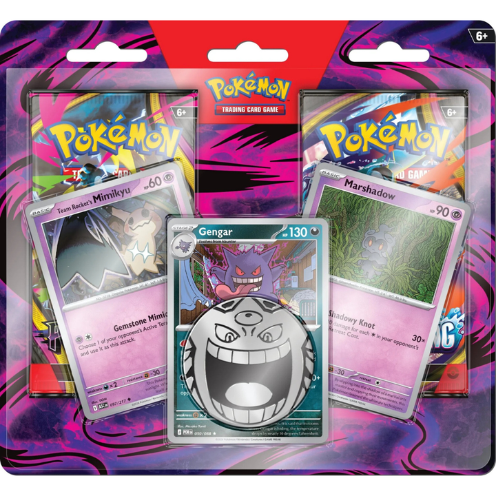 Pokemon TCG Enhanced 2 Pack Blister - Team Rocket's Mimikyu, Gengar & Marshadow