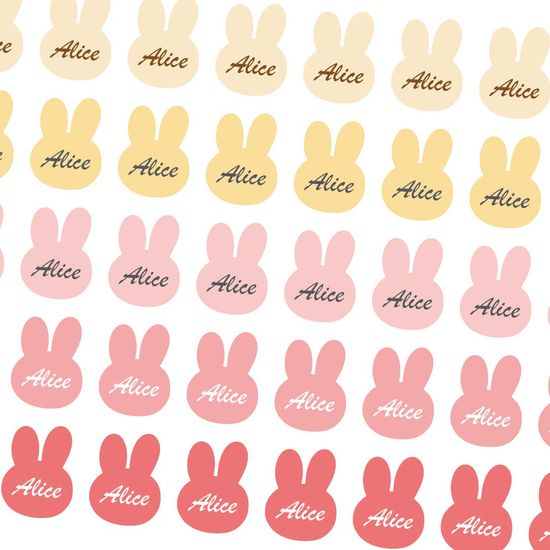 超萌大耳兔兔_玫瑰色系 防水姓名貼 文具餐具專用貼紙 | 熊愛印