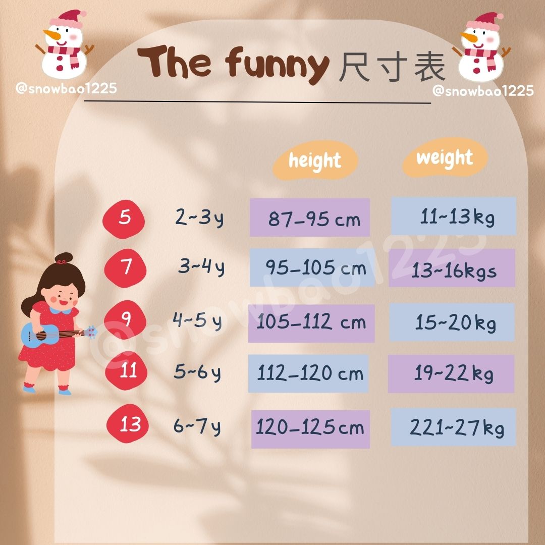 The Funny 參考尺寸表