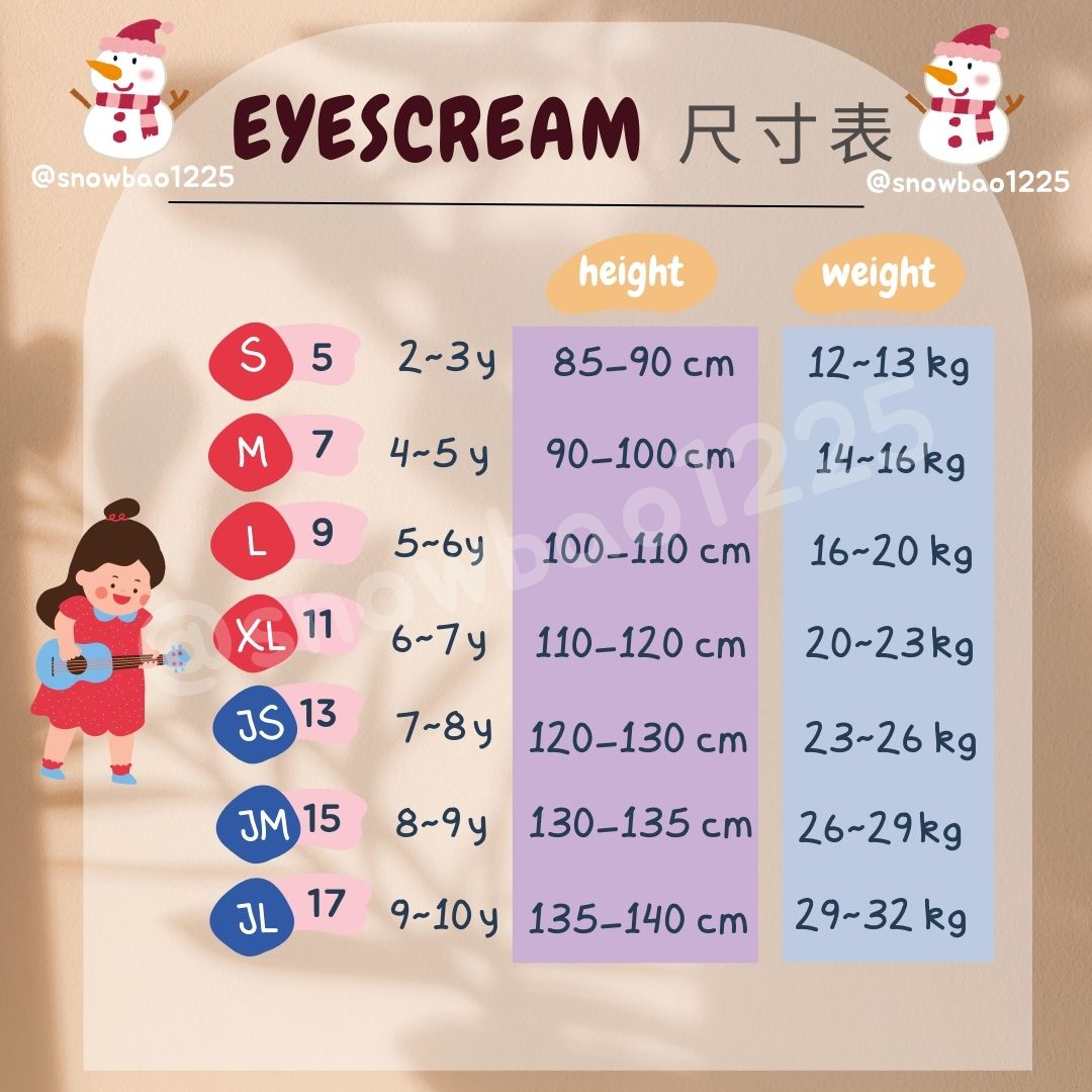 Eyescream 參考尺寸表