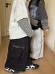 拉鏈大口袋闊腿褲黑色