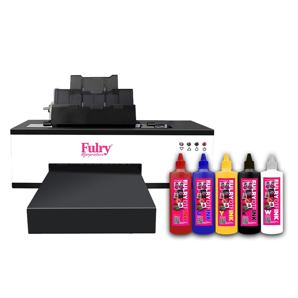 Fulry myPrinterDTF with Fulry DTF Fulry Ink CYMK+W (5 Bottles) Heat