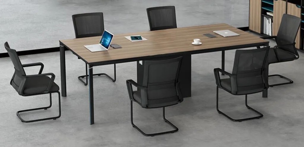 Bàn họp chân sắt chắc chắn, phong cách tối giản