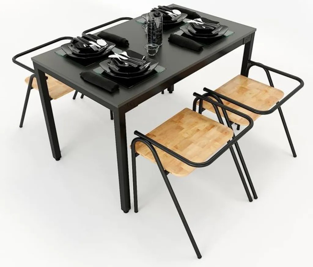 Bàn ăn 4 ghế nhỏ gọn, phù hợp căn hộ diện tích nhỏ