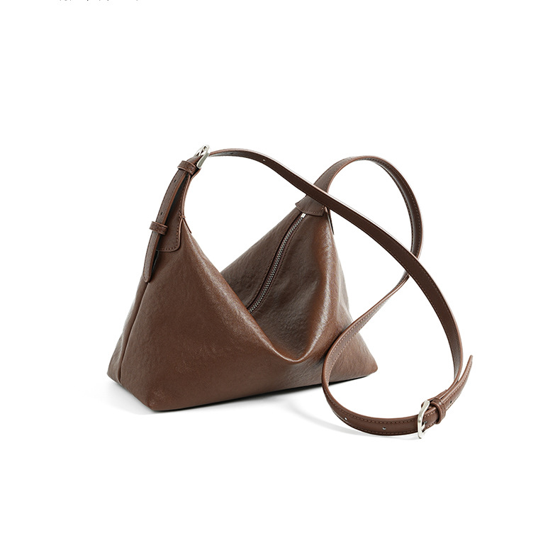 Classic Leather Hobo Bag in Baroque Brown – Angled View