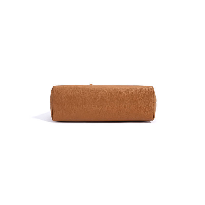 Chic Luxury Leather Hobo Bag in Golden Brown – Bottom View