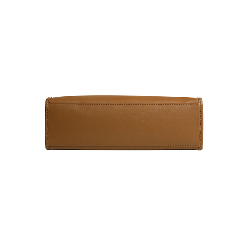 Premium Structured Leather Tote Bag – Bottom View
