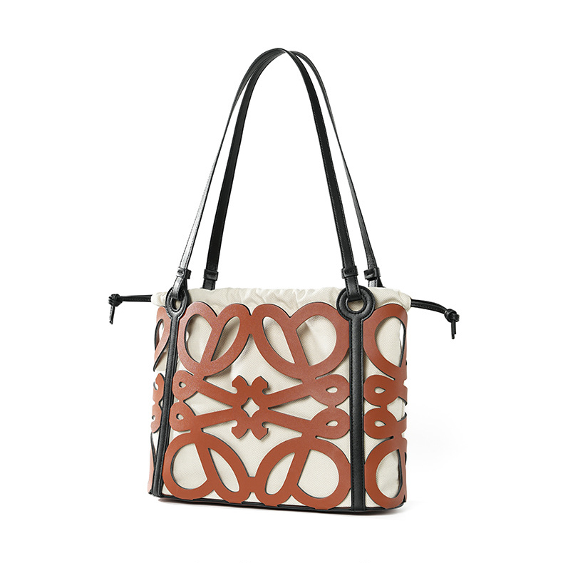 Premium Leather Cut-Out Tote Bag – Angled View