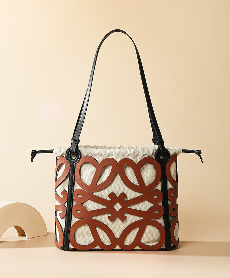 Premium Leather Cut-Out Tote Bag – Lifestyle Front View
