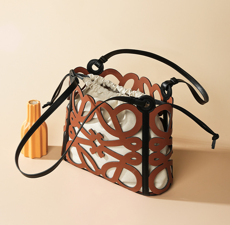 Premium Leather Cut-Out Tote Bag – Lifestyle Three-Quarter View